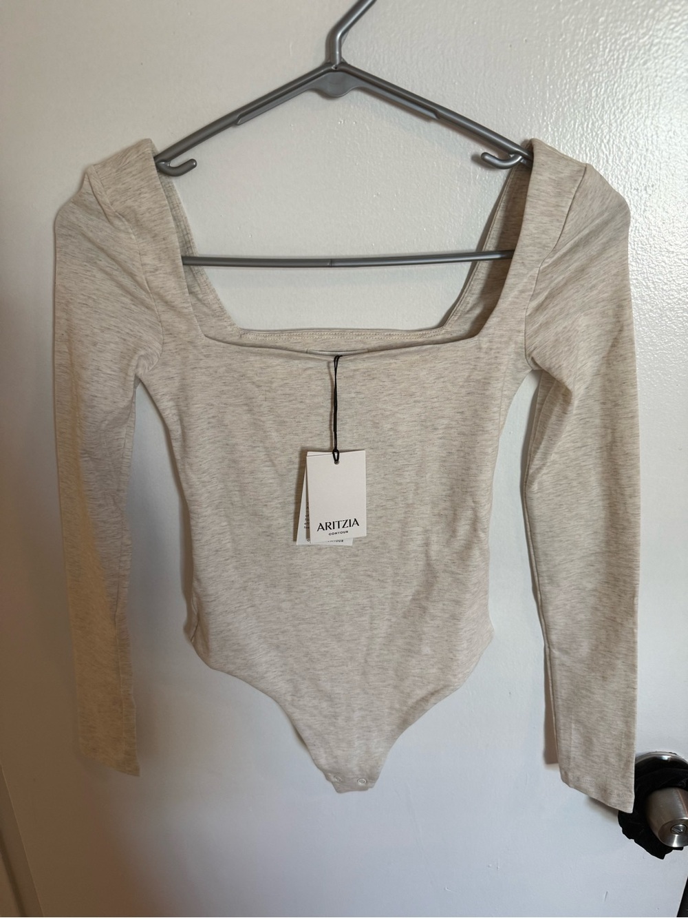 Aritzia Long Sleeve Square Neck Bodysuit NWT Cream Beige